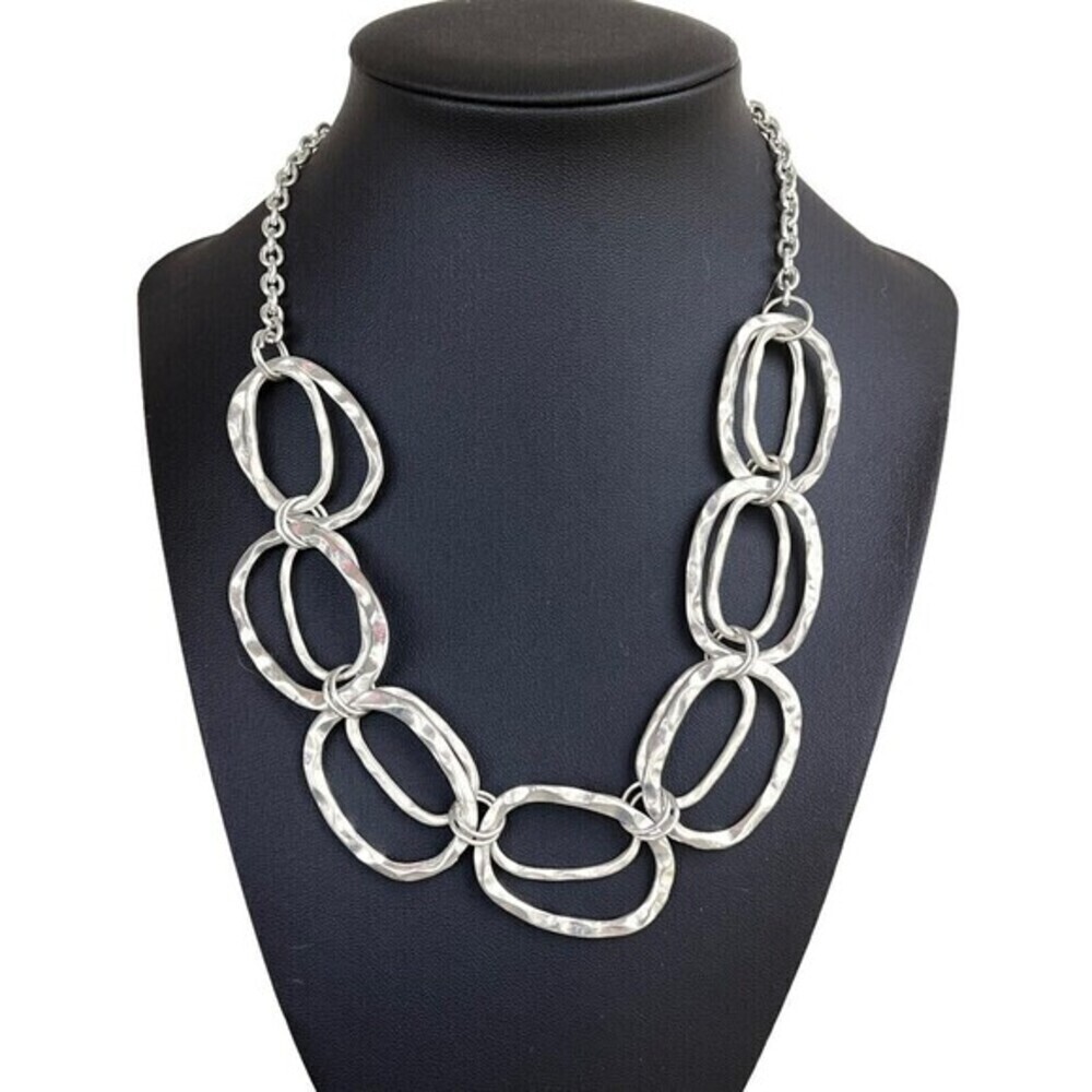 SILVER TONE Oval Links Princess Necklace 17‎ in + 3 in Ext.